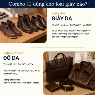 Combo Shoes Up 12: Bốt Da Sáp, Da Dầu Tiêu Chuẩn – Chăm Sóc & Bảo Dưỡng Chuyên Sâu