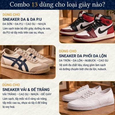 Combo Shoes Up 13: Sneaker toàn diện - Làm sạch, bảo vệ, phục hồi sneaker hiệu quả