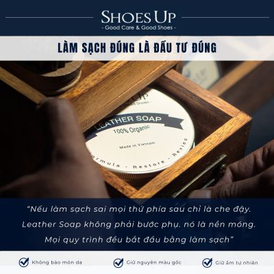 Shoes Up Leather Soap - Xà Phòng làm sạch đồ da, giày da, áo da, túi xách
