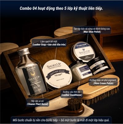 Combo Shoes Up 04: Chăm Sóc Giày Da Chuyên Sâu – Làm Sạch, Dưỡng & Đánh Bóng Chuyên Nghiệp