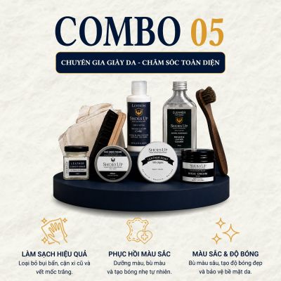 Combo Shoes Up 05: Chuyên Gia Giày Da – Chăm Sóc Toàn Diện, Đẳng Cấp Như Thợ Chuyên Nghiệp