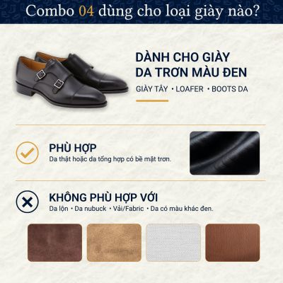 Combo Shoes Up 04: Chăm Sóc Giày Da Chuyên Sâu – Làm Sạch, Dưỡng & Đánh Bóng Chuyên Nghiệp