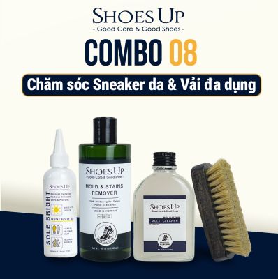 Combo Shoes Up 08: Sneaker da & vải đa dụng - Chăm sóc toàn diện cho mọi loại giày sneaker